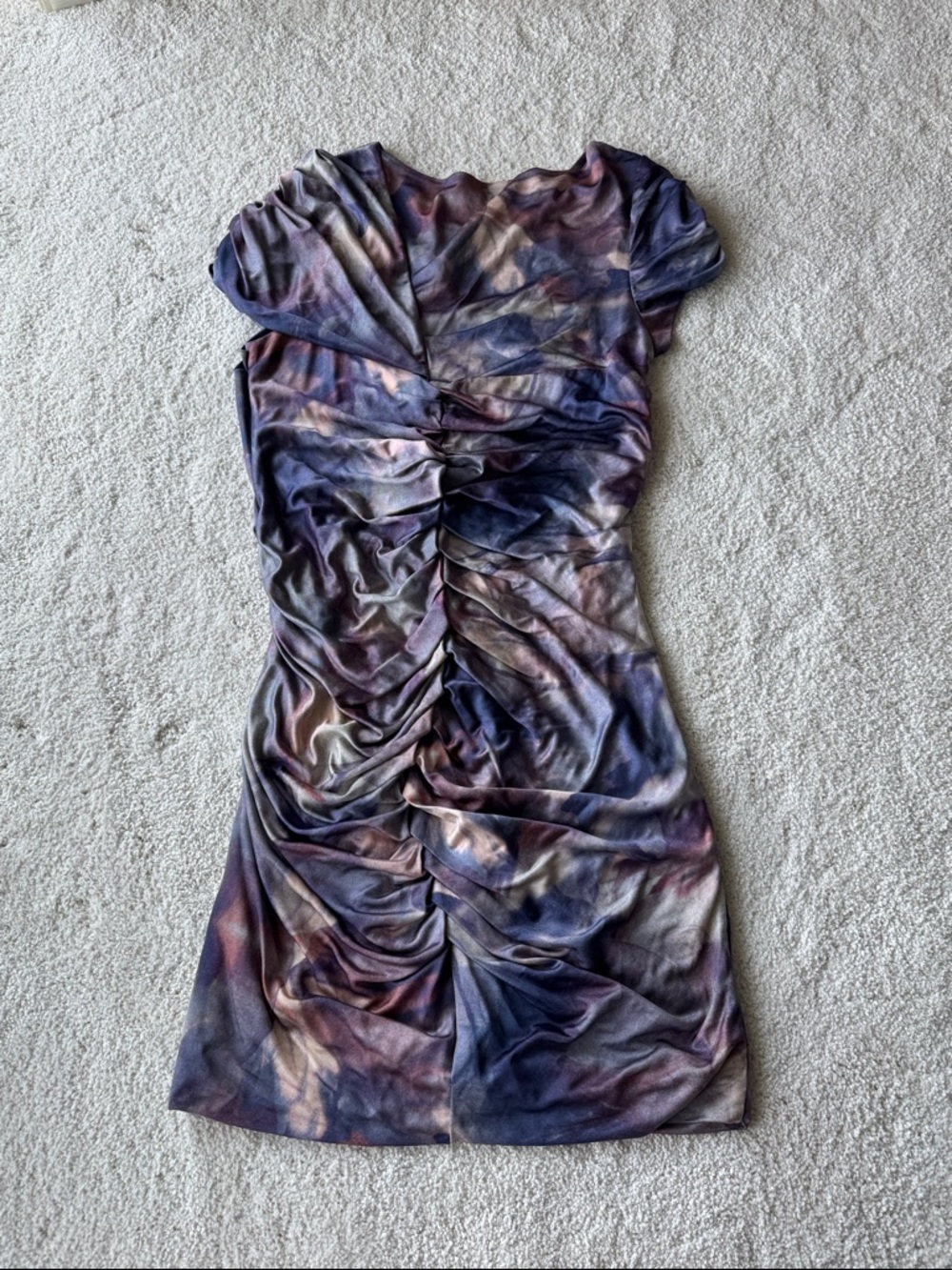 Cris Barros Multi-Color Ruched Short Sleeve Dress - Picture 7 of 7